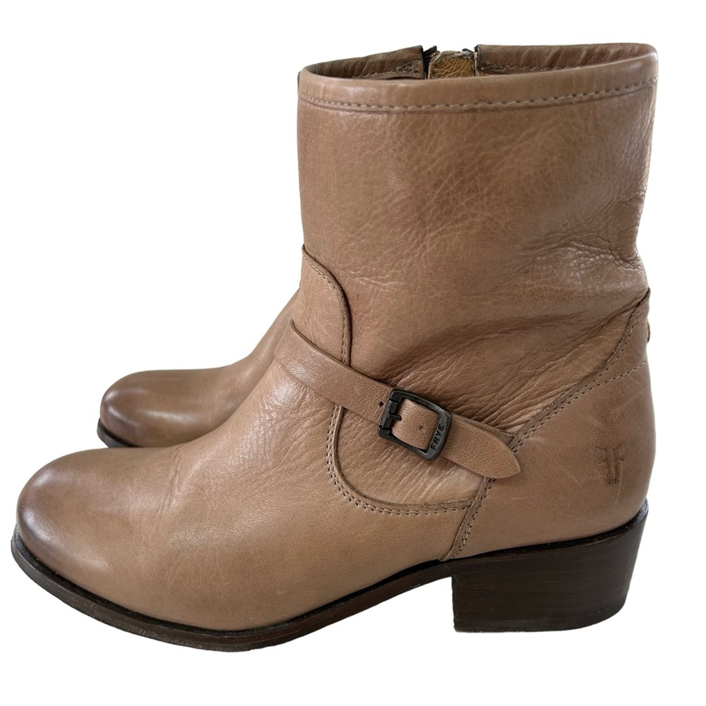 FRYE Lynn Strap Short Taupe Leather Boots 8M